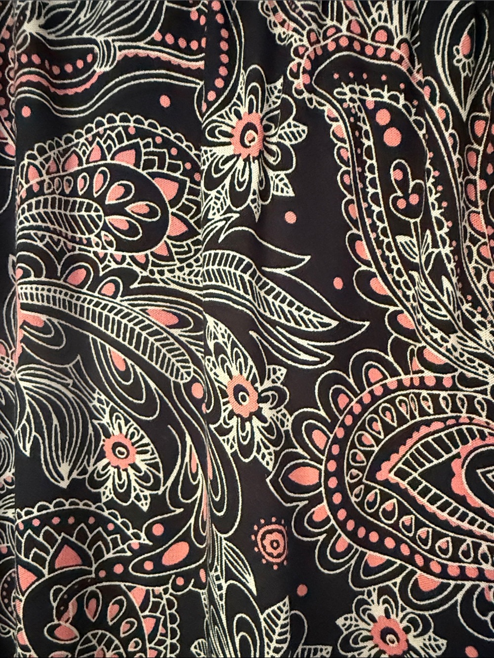 NWT SOY CONCEPT Paisley Wide-Leg Lounge Pants in Black and Coral, medium